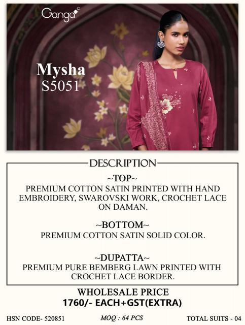 Ganga mysha 5051 wholesale dress materials in gujarat